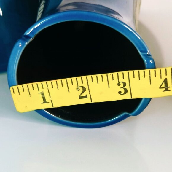 Malaysia Handicraft Tenmoku Pottery Vases Blue White Floral Design 11" Tall Set - Picture 8 of 8